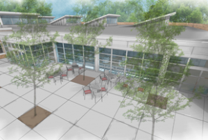 Artist's rendering of new entry plaza.