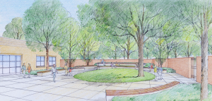 Artist's rendering of what the new outdoor reading garden might look like.