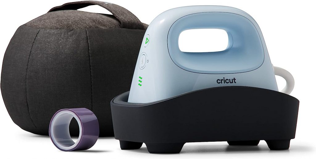 Image of a Cricut Hat Press, a form press, strong tape and insulated safety base.
