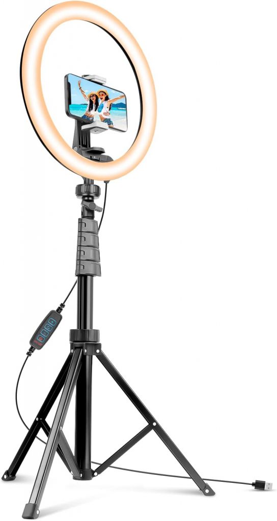 Image of a ring light on an extendable tripod.